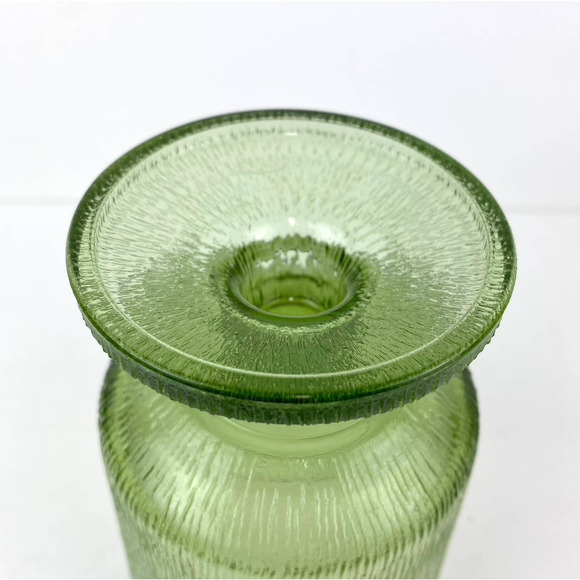 Avocado Green Rippled Glass Goblet Wine Juice Water Glasses Set of 4 - Picture 4 of 8